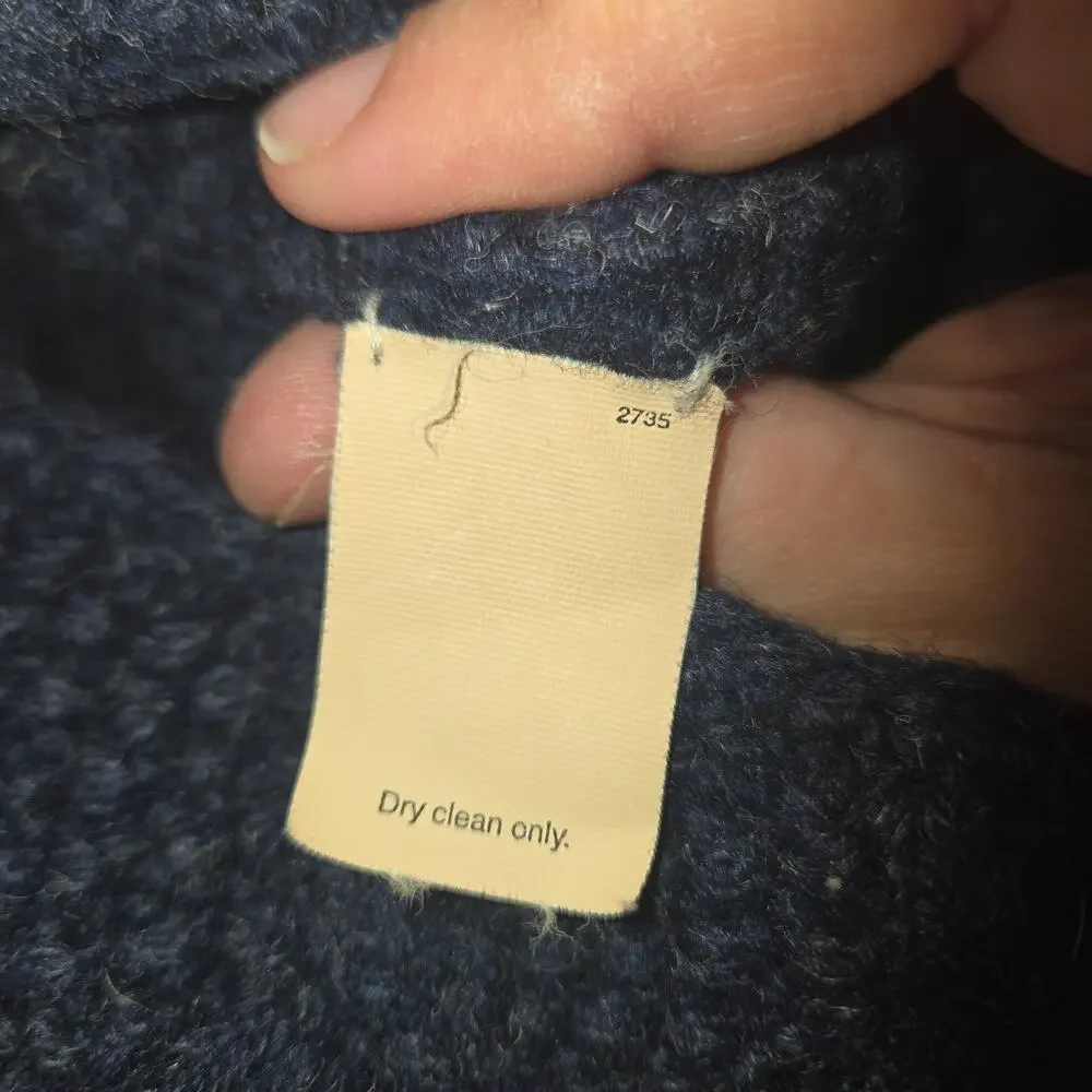J.Crew Handknit 100% Wool Cable Knit Crewneck Sweater XXL Navy